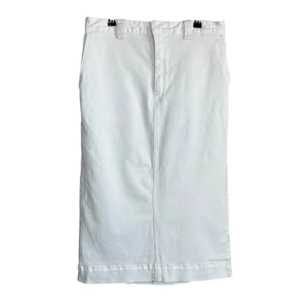 ENZA COSTA Midi Skirt Women 2 Medium White Soft Slouch Denim Straight Pencil - Picture 2 of 7